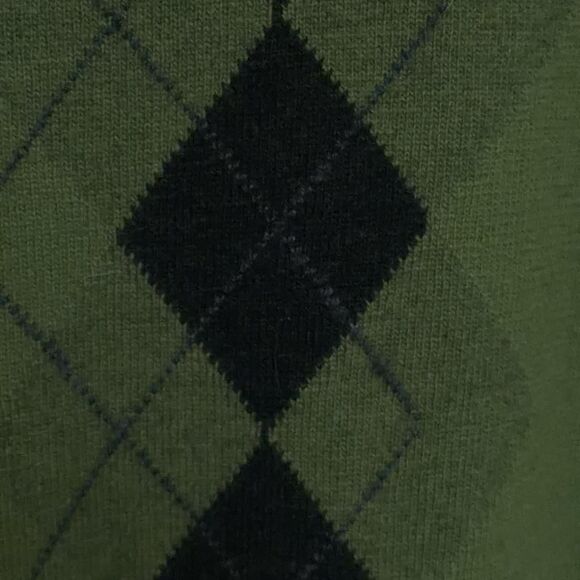 Vintage Benetton green argyle crewneck sweater size L - Picture 5 of 8